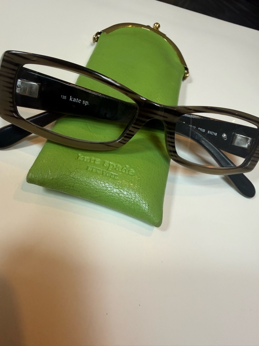 kate spade Brown Rectangular Eyeglasses with Green Case